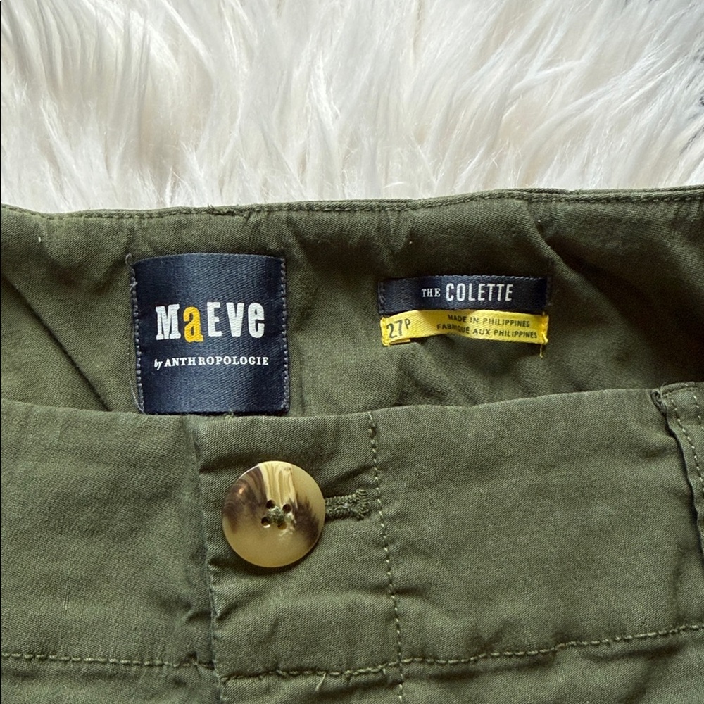 Maeve by anthropologie The Colette High-Waist Wide Leg Olive Green Pants 27p - Picture 2 of 3